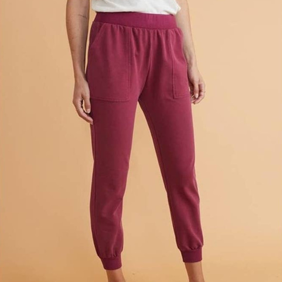 Marine Layer NWOT Joggers Sammi Cabernet Pink Size M Pockets Cozy Comfy Pant - Picture 1 of 8